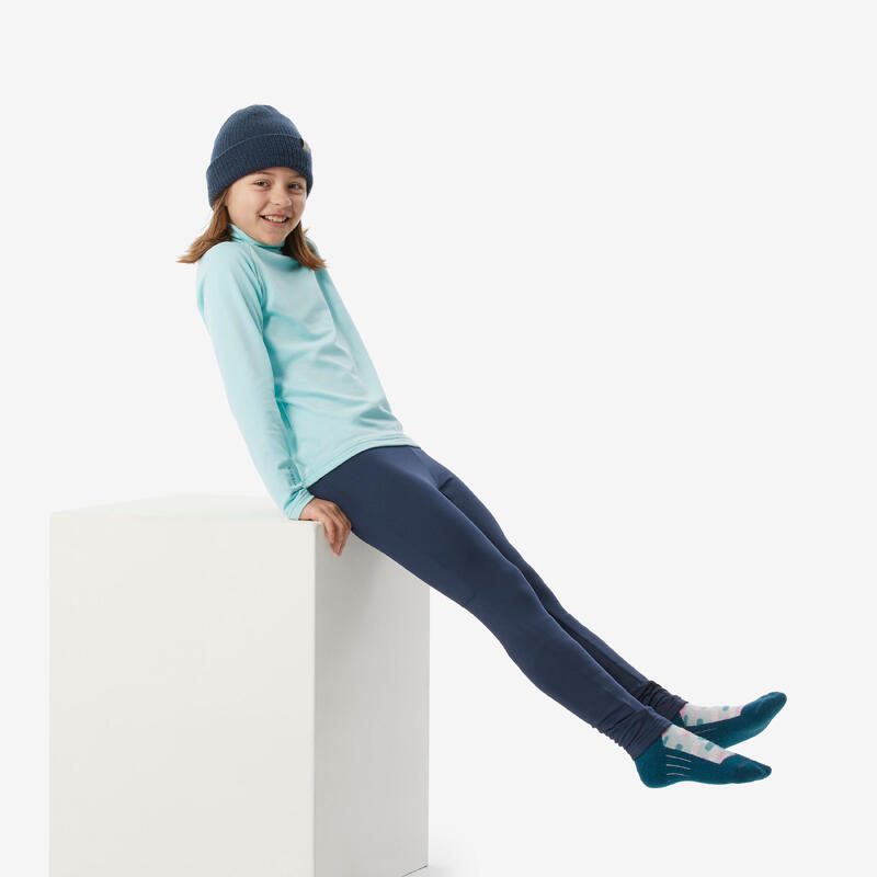 Sous-vêtement thermique de ski enfant, BL 500 col haut turquoise