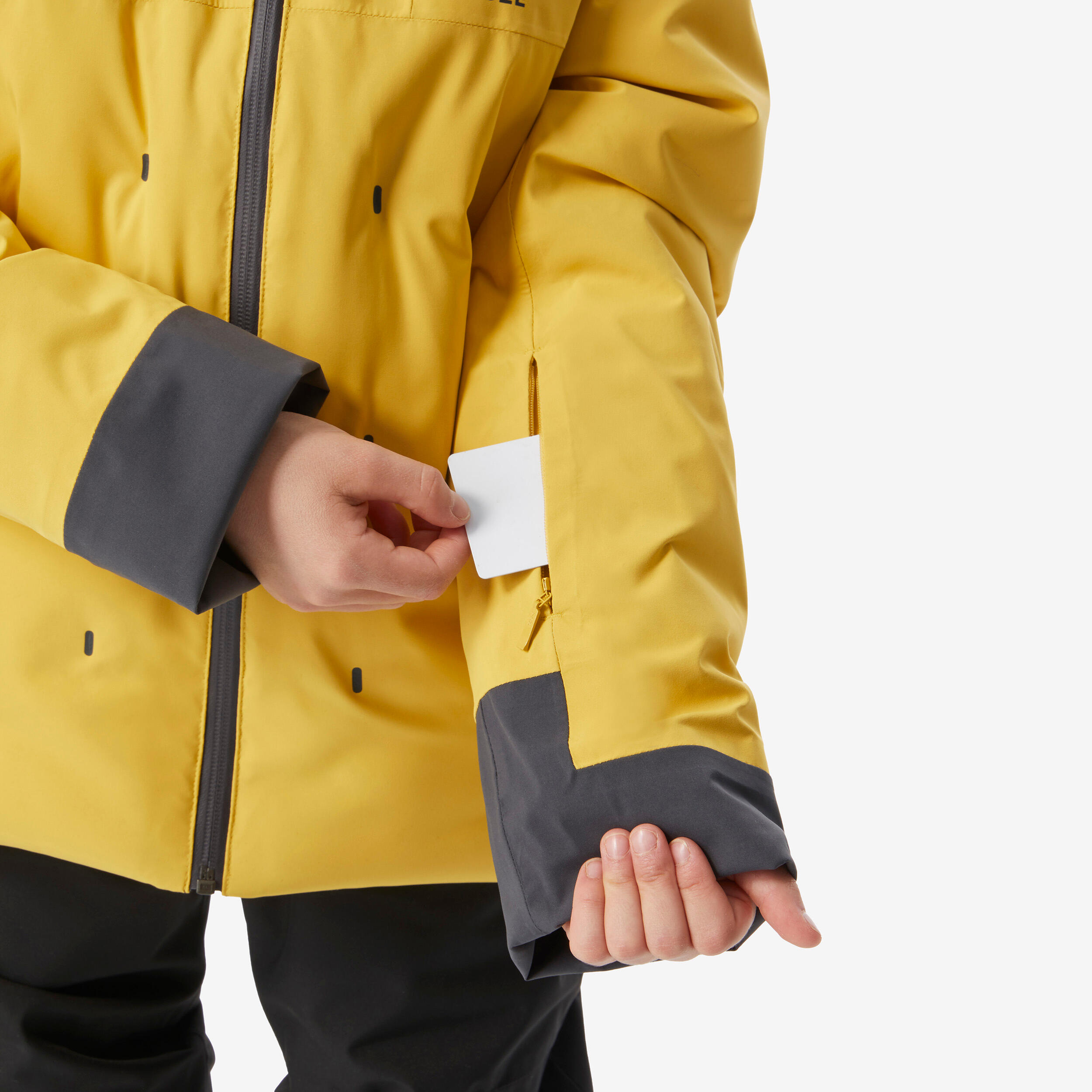Warme en waterdichte ski-jas voor jongens 500 warm geel 5/7