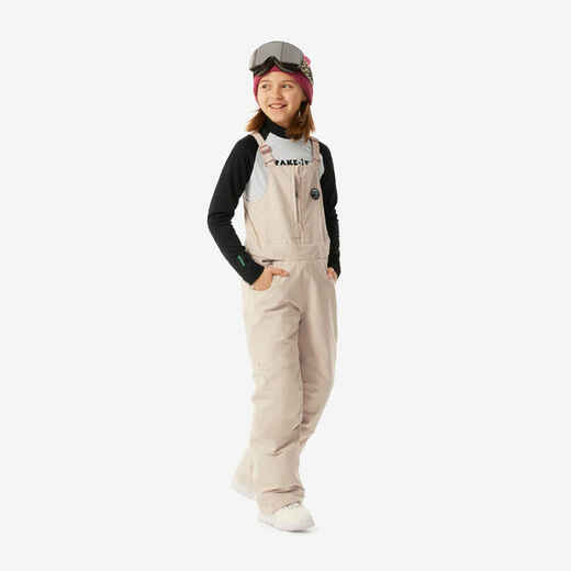 
      Girls’ Durable Skiing and Snowboarding Salopettes - 500 - White
  