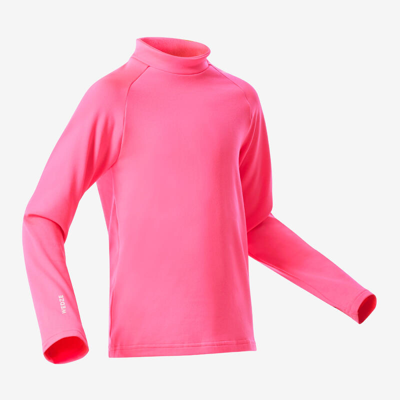 Maglia termica sci bambina 500 rosa fluo