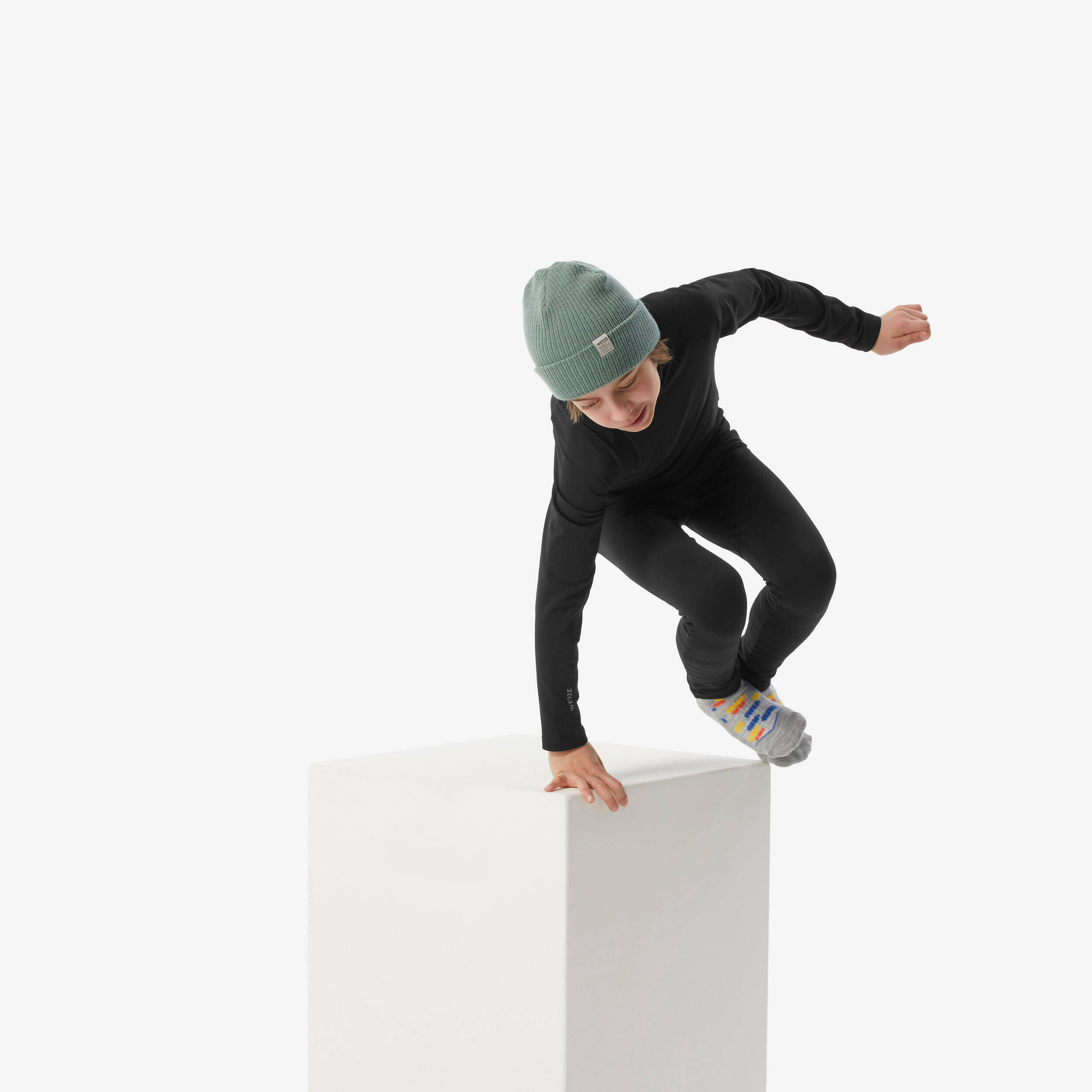 Kids’ thermal ski base layer, BL 500 - Black -  3