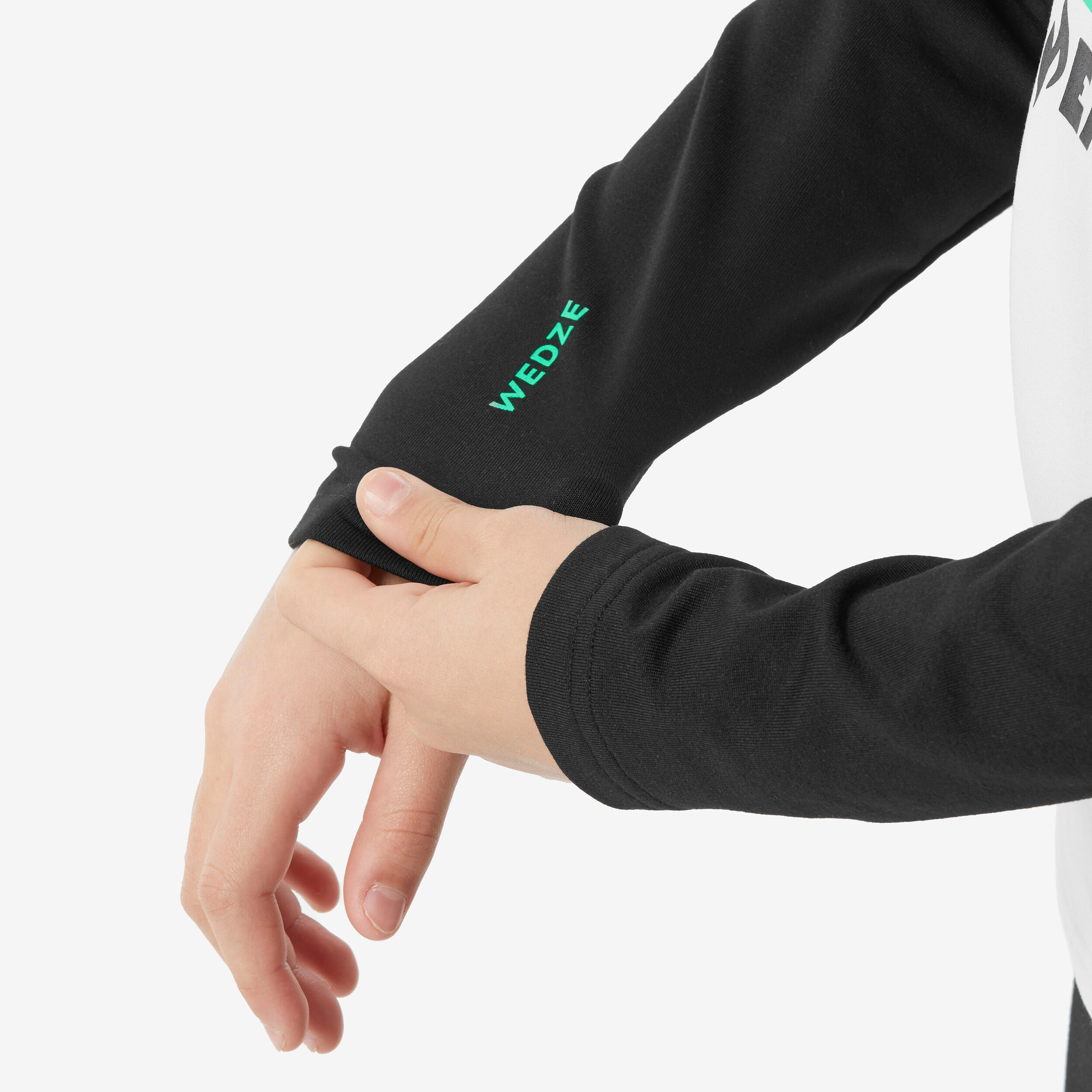Kids’ thermal ski base layer, BL 500 - Black/White Pattern 3/14