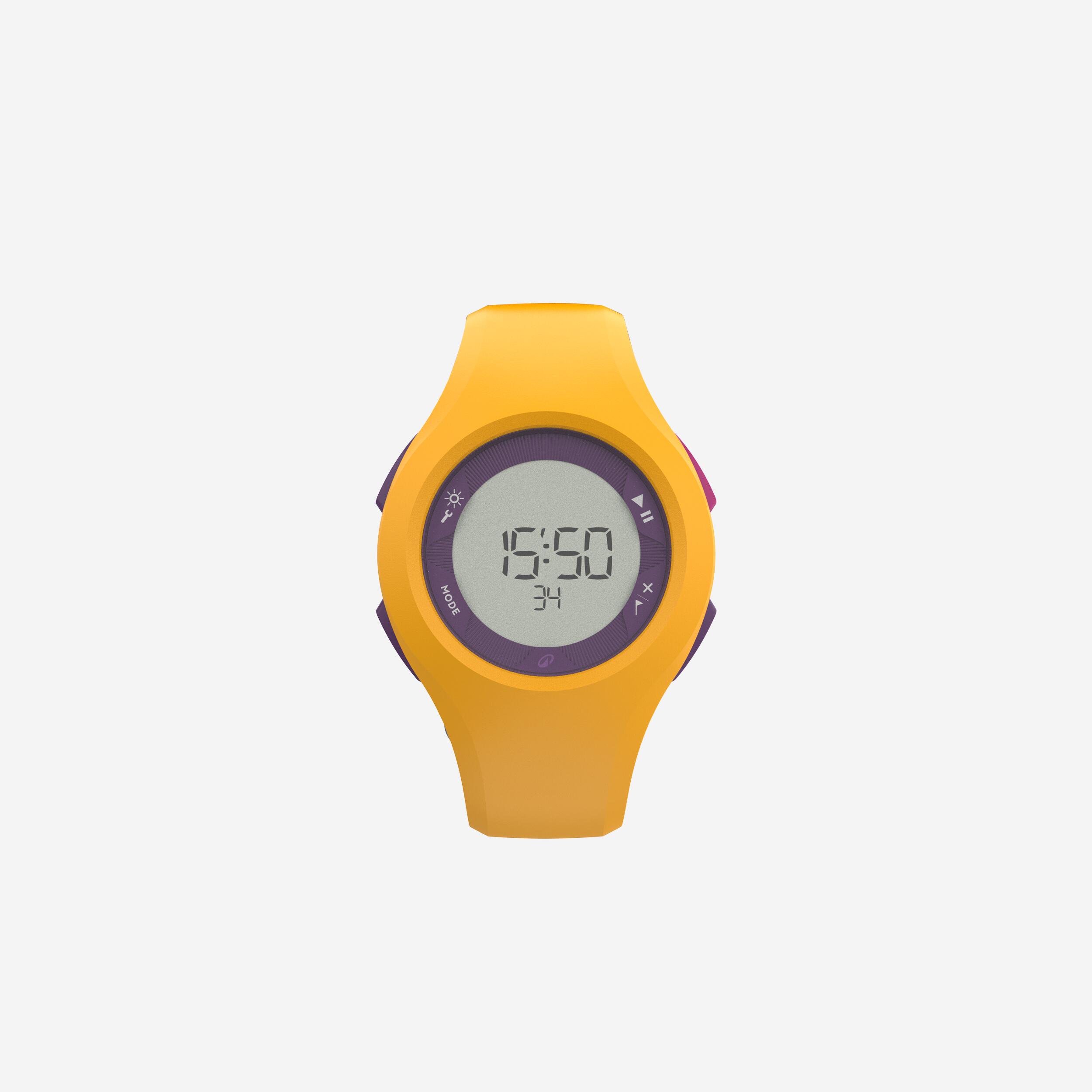 Decathlon Laufuhr Stoppuhr – W200 M gelb/violett | 03608391412210 Decathlon Laufuhr Stoppuhr – W200 M gelb/violett | 03608391412210