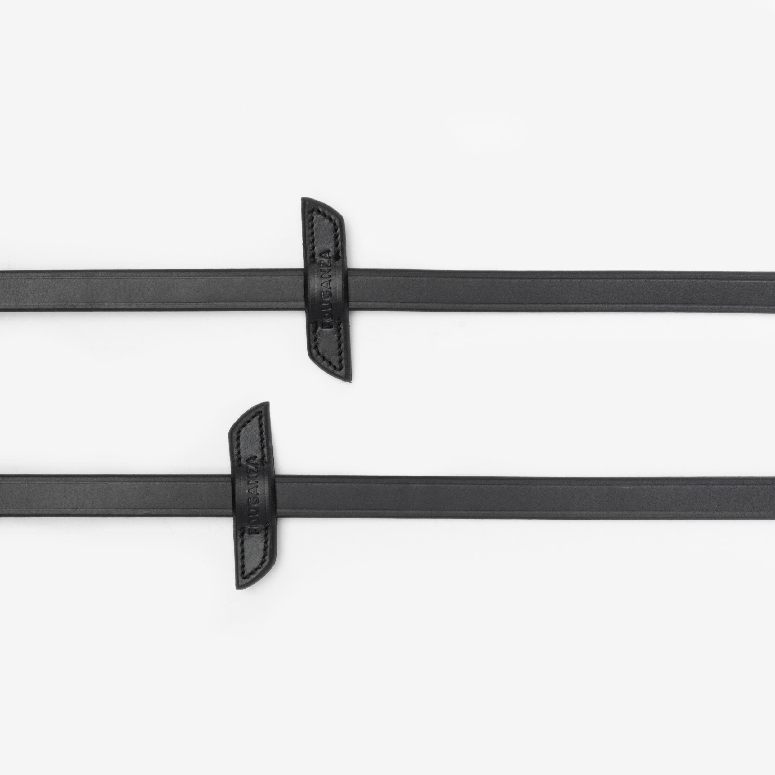 Horse & Pony Riding Leather Grip Reins - 900 Black - FOUGANZA