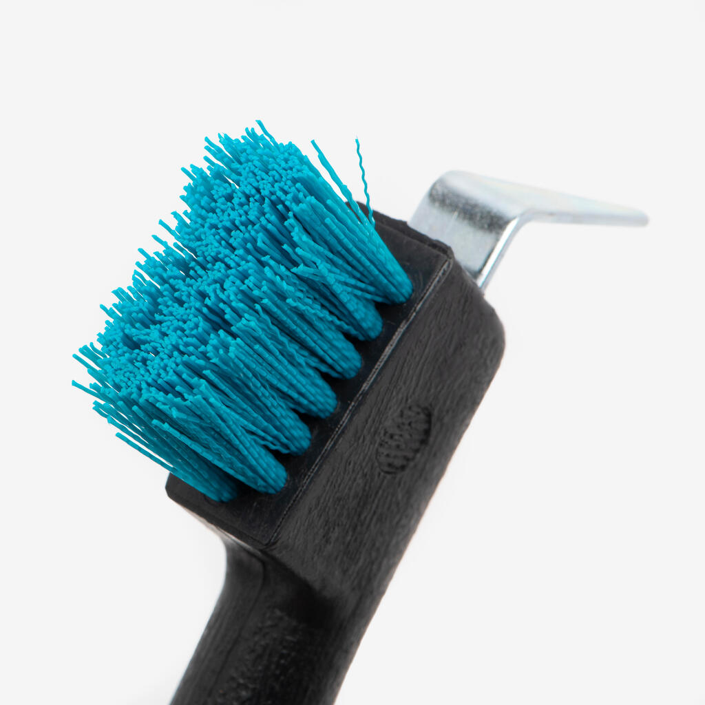Cure-pied brosse équitation bleu turquoise