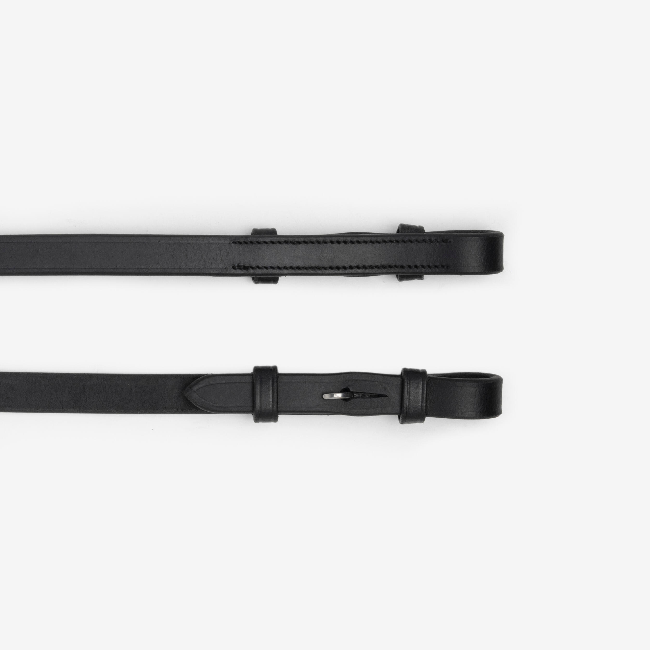 Horse & Pony Riding Leather Grip Reins - 900 Black - FOUGANZA
