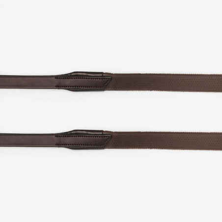 Horse Riding Leather Grip Reins for Horse & Pony - Dark Brown