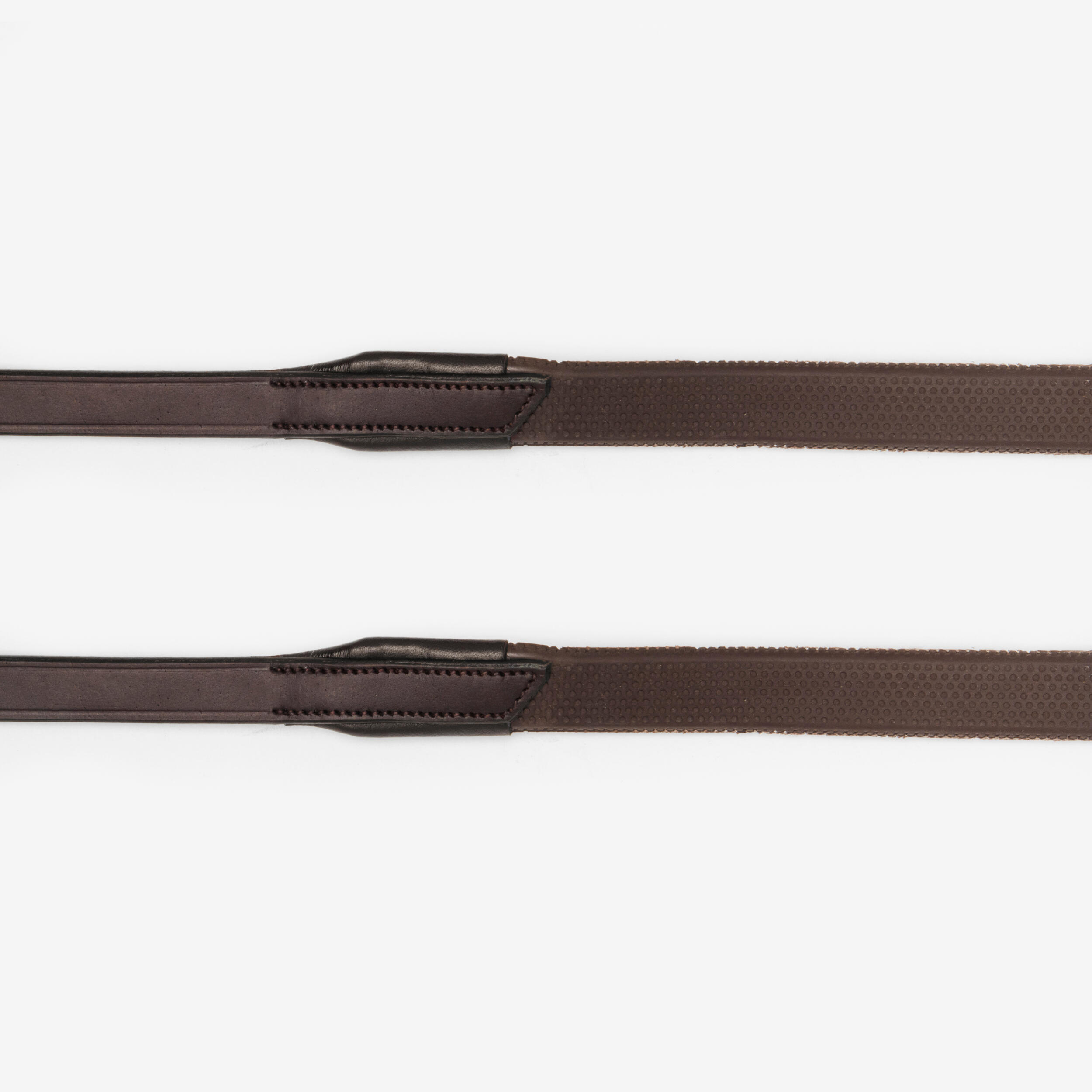 Horse Riding Leather Grip Reins for Horse & Pony - Dark Brown 3/4