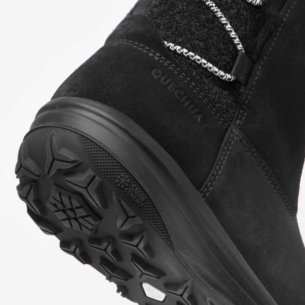 Women’s warm and waterproof snow hiking boots, NH500 Mid Leather - Black