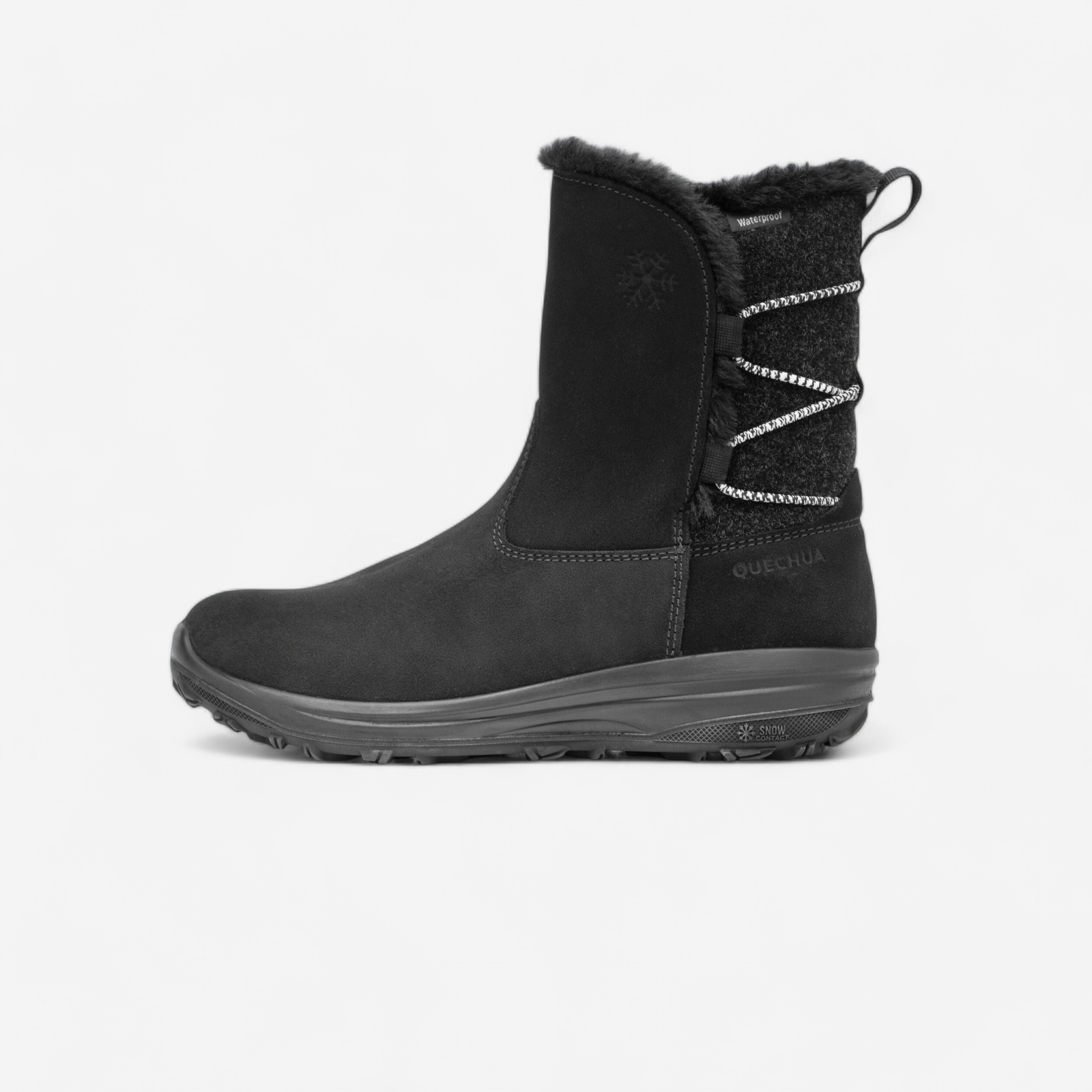 Bottes de randonnée neige chaudes et imperméables femme, nh500 cuir noir - Randonnée - Trek - Quechua- Clubs - Entreprises - Collectivités - Associations