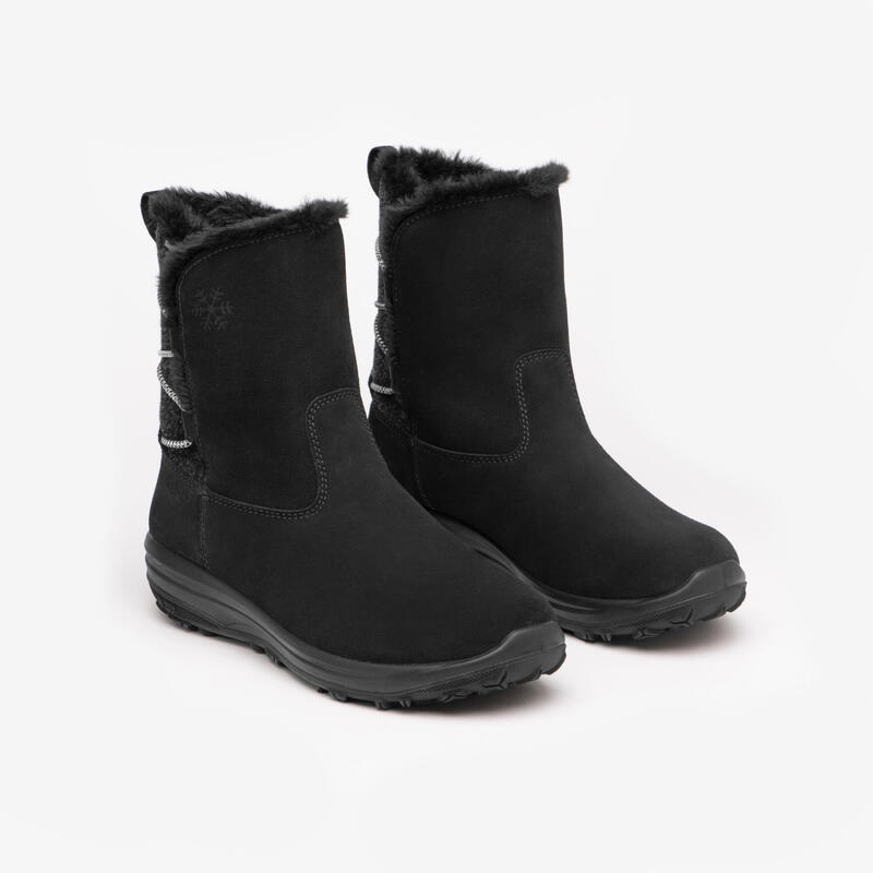 Bottes de neige chaudes imperméables de randonnée - SH500 cuir- Femme