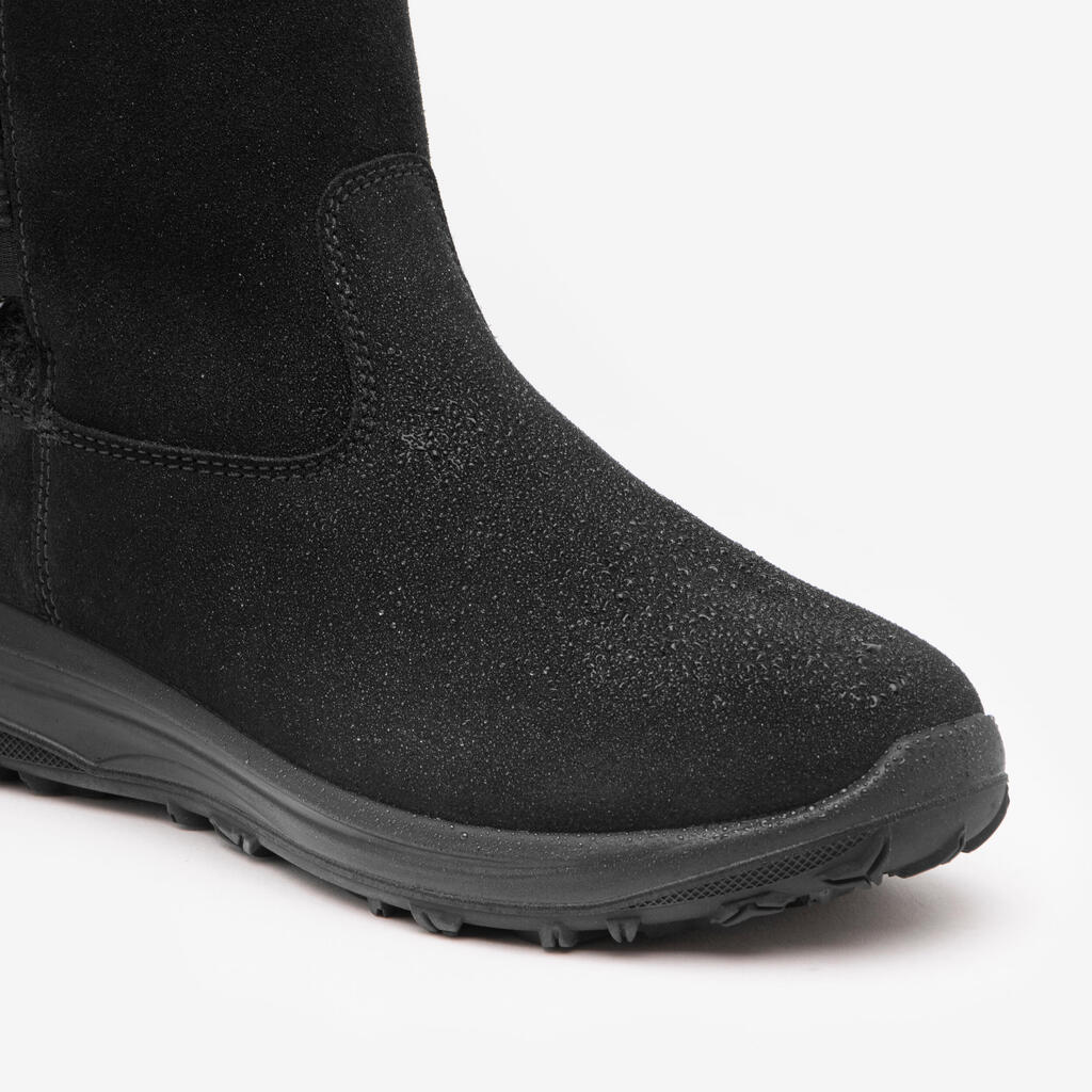 Women’s warm and waterproof snow hiking boots, NH500 Mid Leather - Black