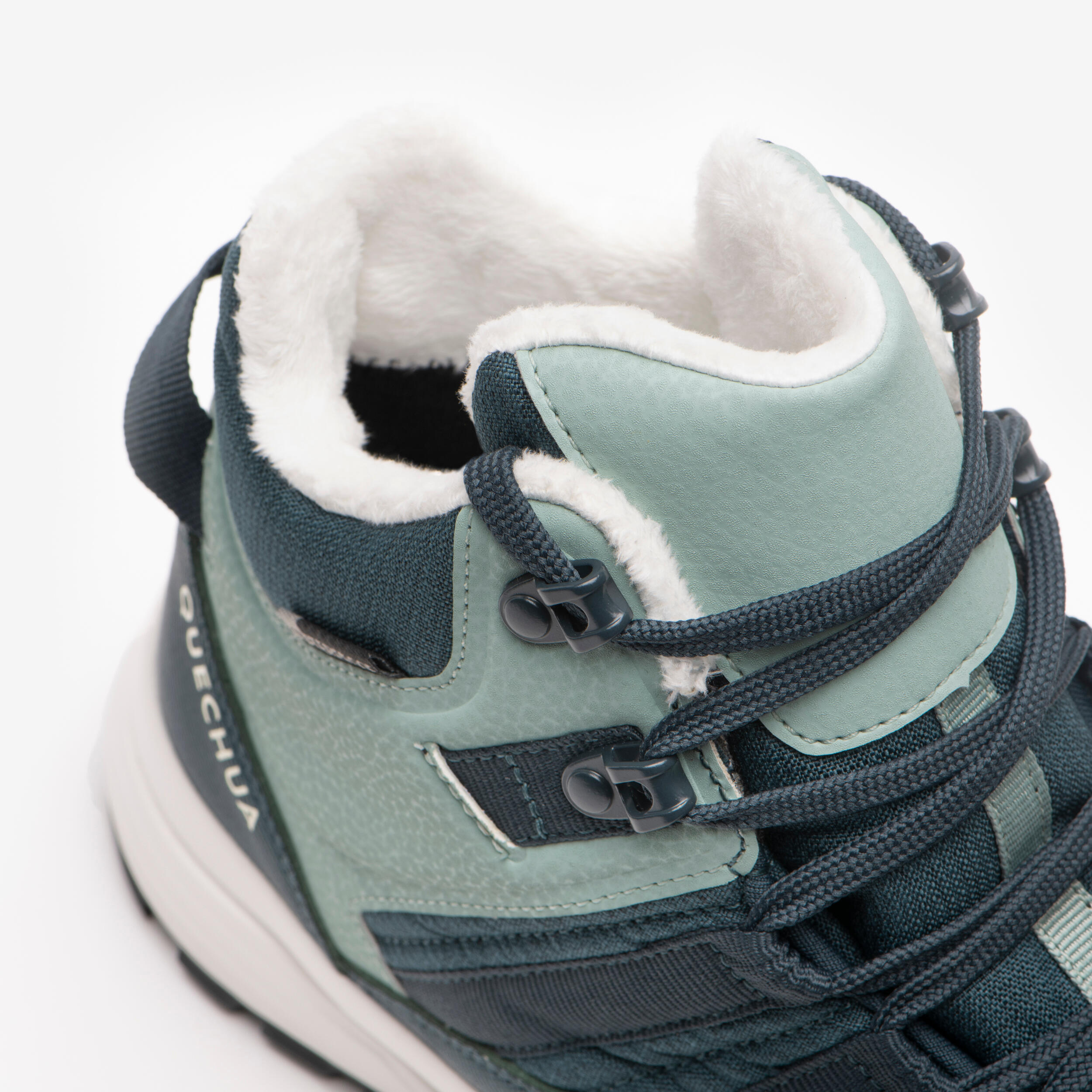 Scarpe calde da montagna donna SH500 MID impermeabili verde scuro