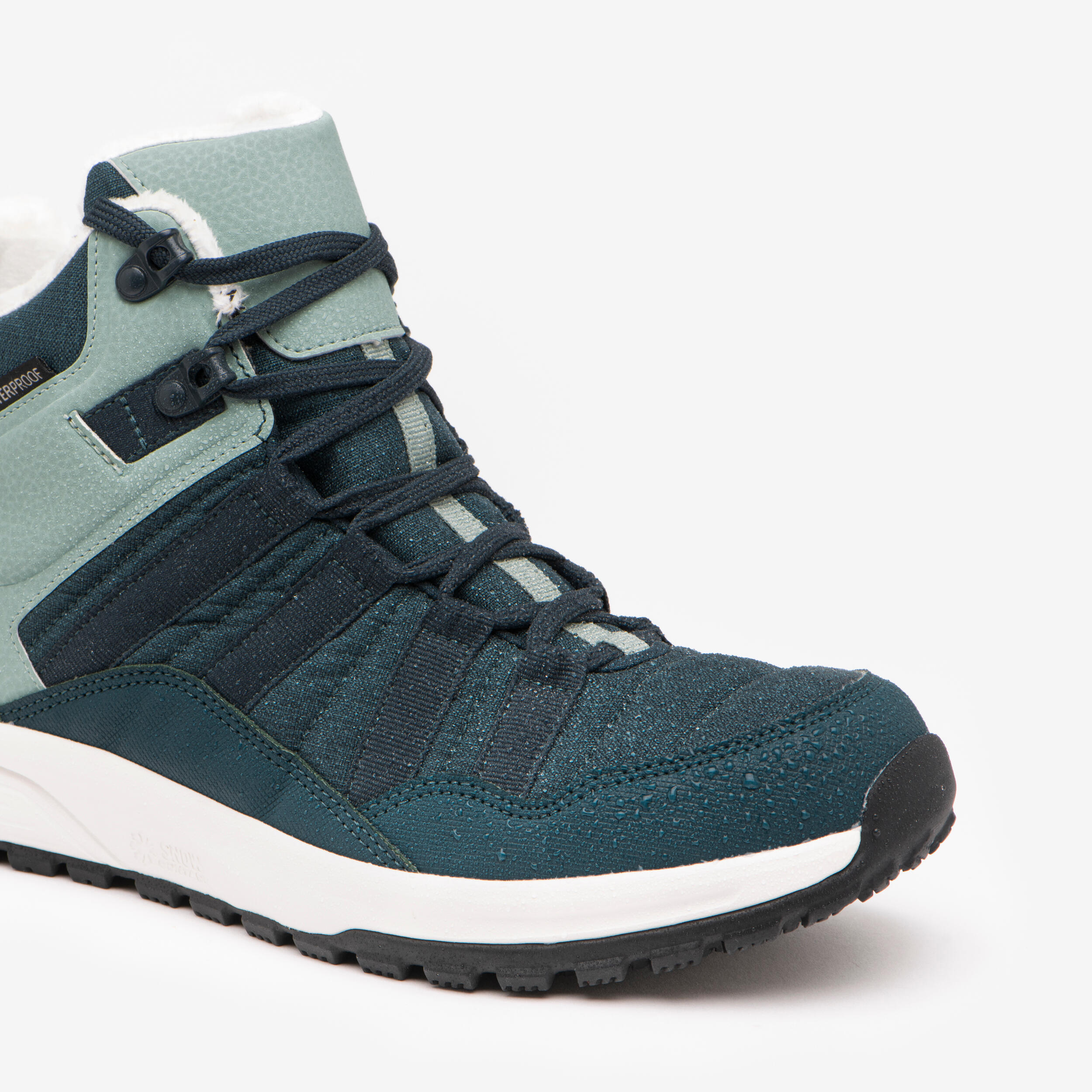 Scarpe calde da montagna donna SH500 MID impermeabili verde scuro