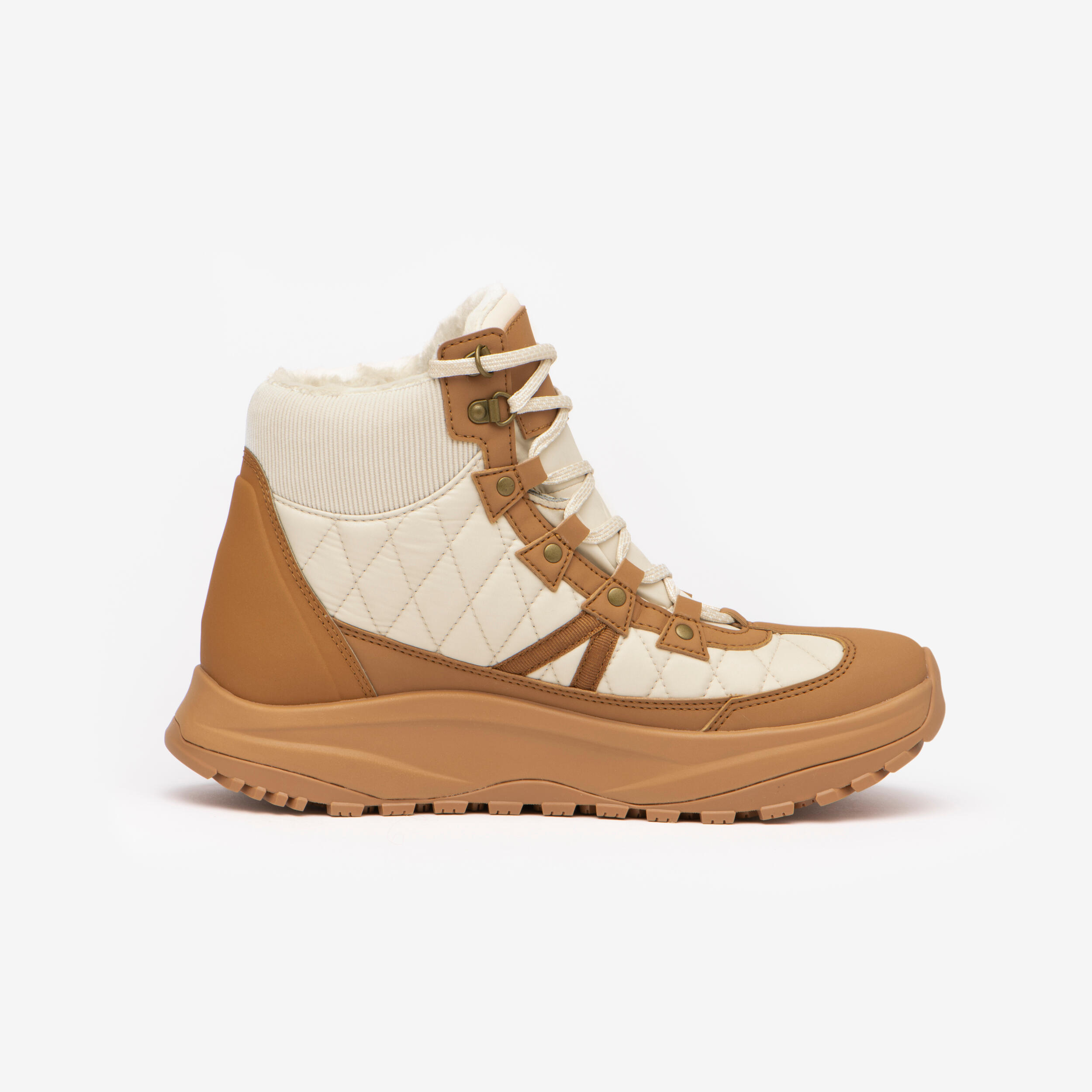 Women’s warm waterproof snow hiking boots, NH500 Mid - Beige