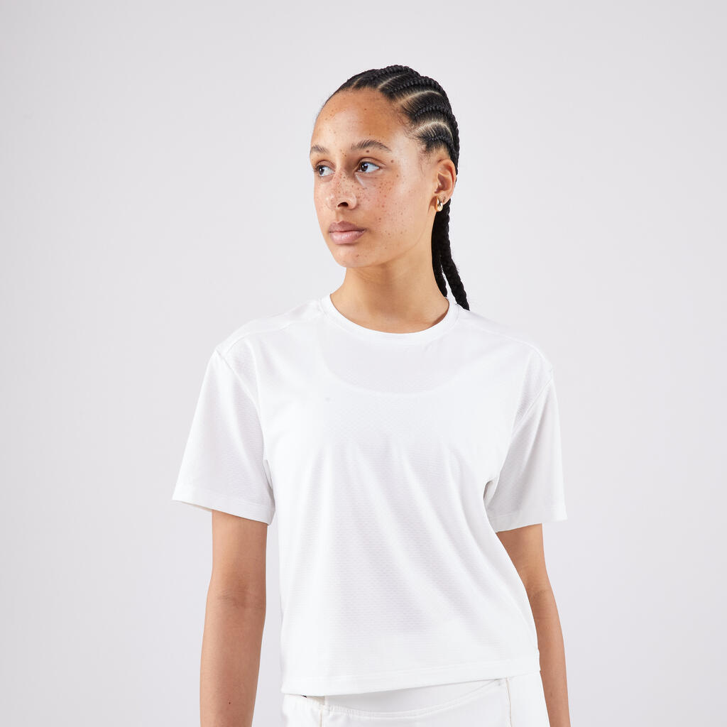 Dámsky crop top Dry krátky rukáv béžový