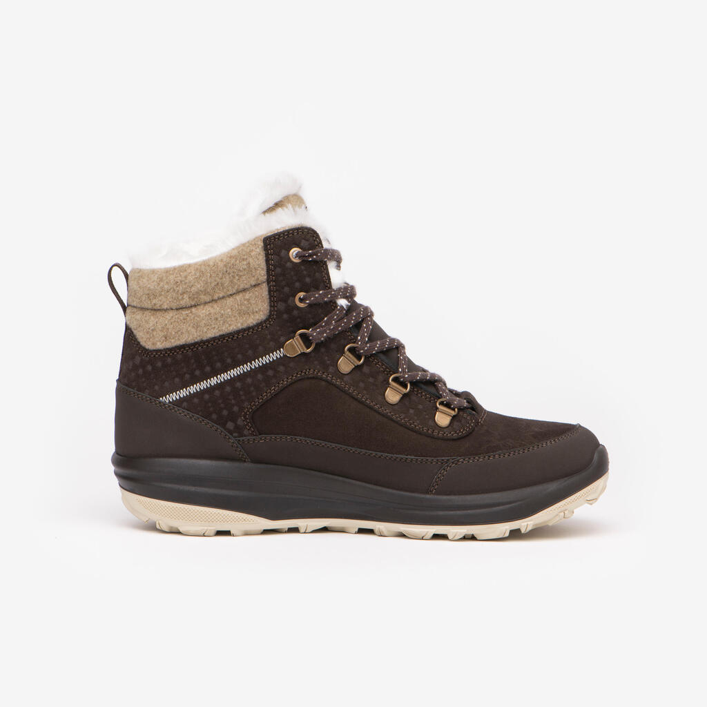 Women’s warm and waterproof leather hiking boots, NH900 Leather - Brown