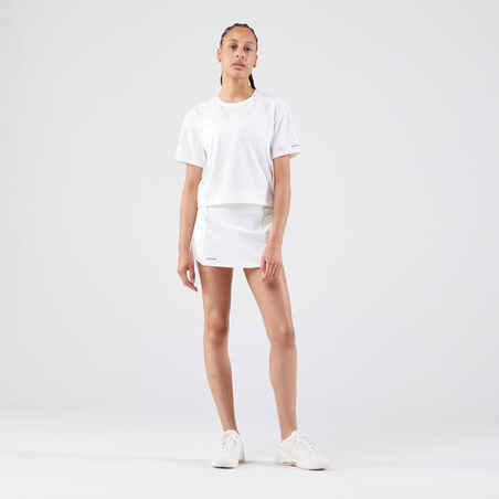 Moteriški teniso marškinėliai trumpomis rankovėmis, pilkos smėlio spalvos
