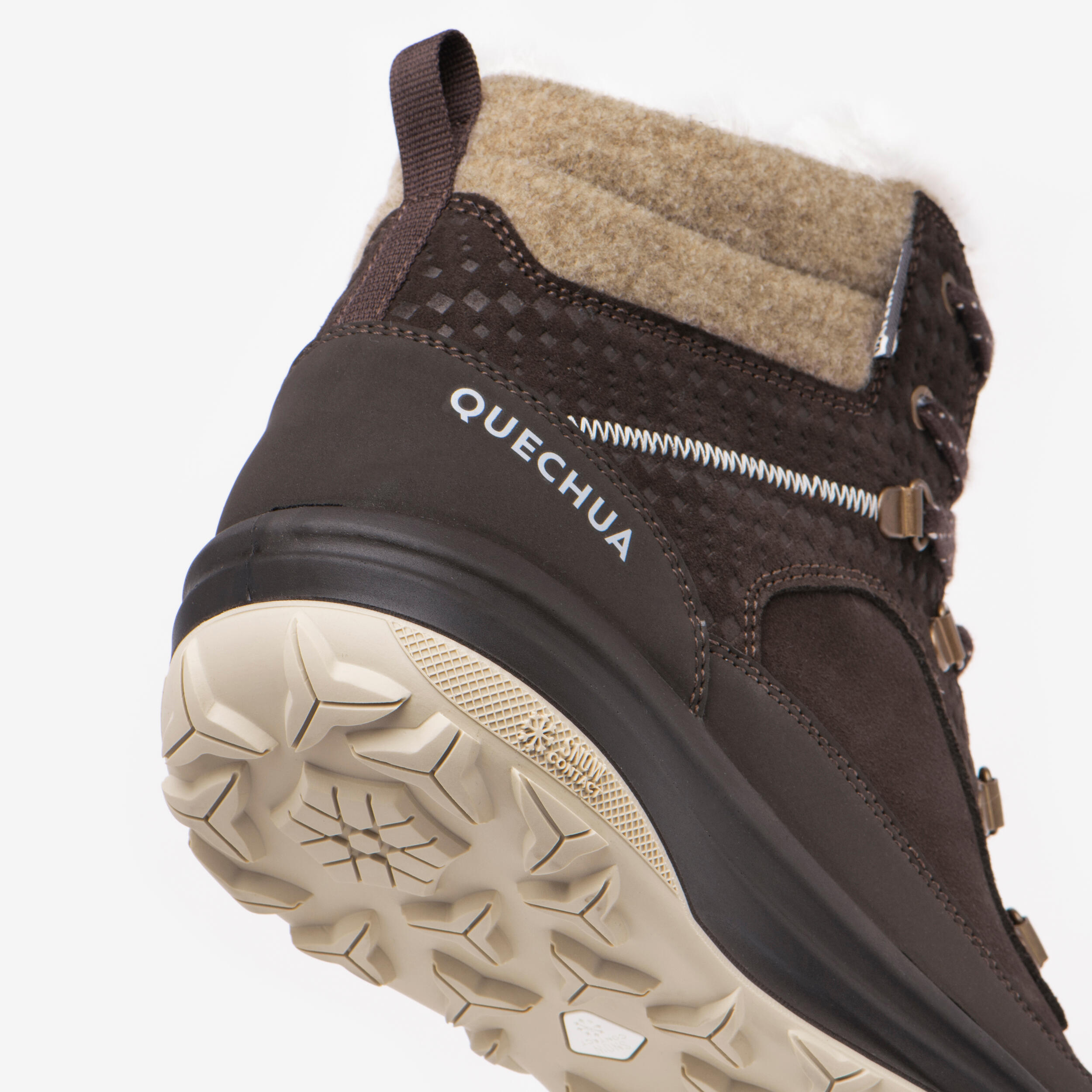 Women’s warm and waterproof snow hiking boots, NH900 - Brown leather