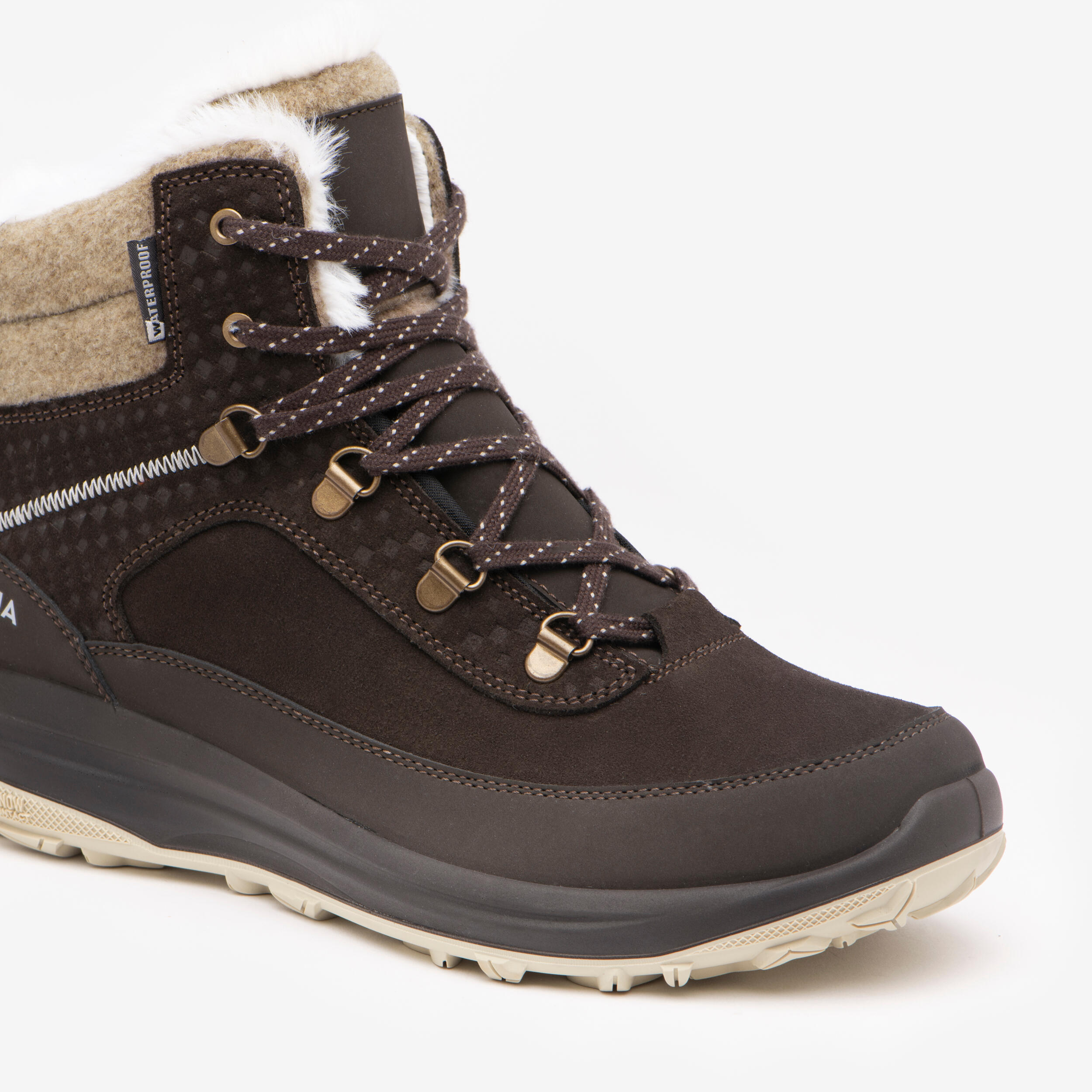 Scarpe calde montagna donna NH900 CUOIO impermeabili marroni 10/10