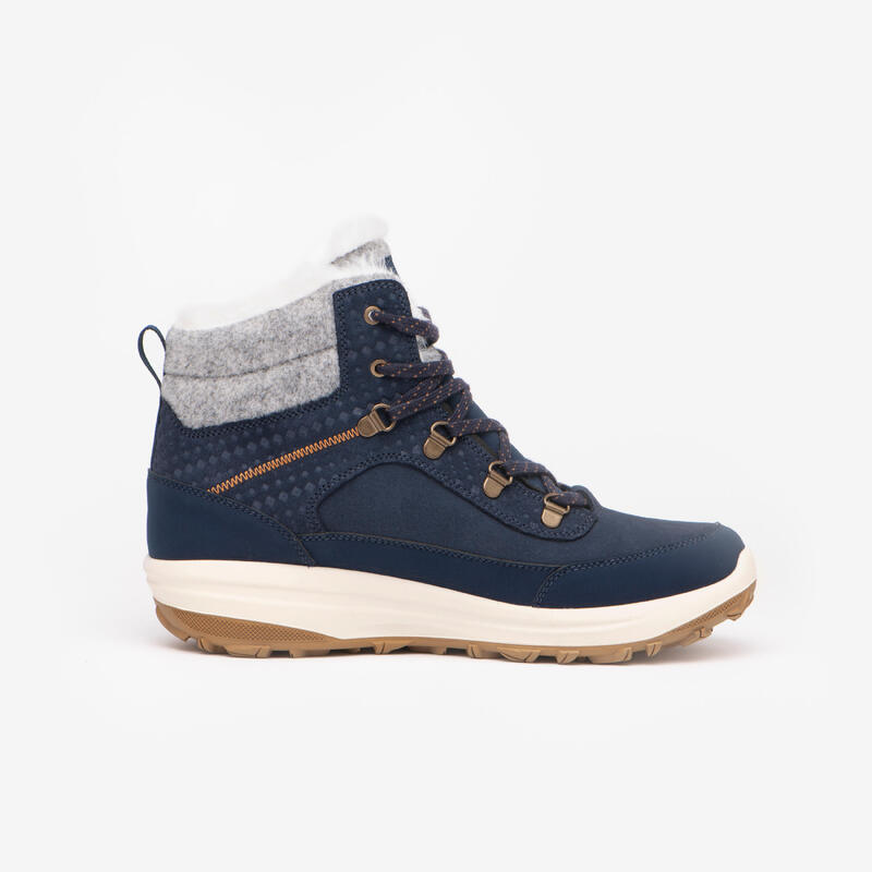 Botas de caminhada na neve quentes e impermeáveis em couro - SH900 Mid - mulher