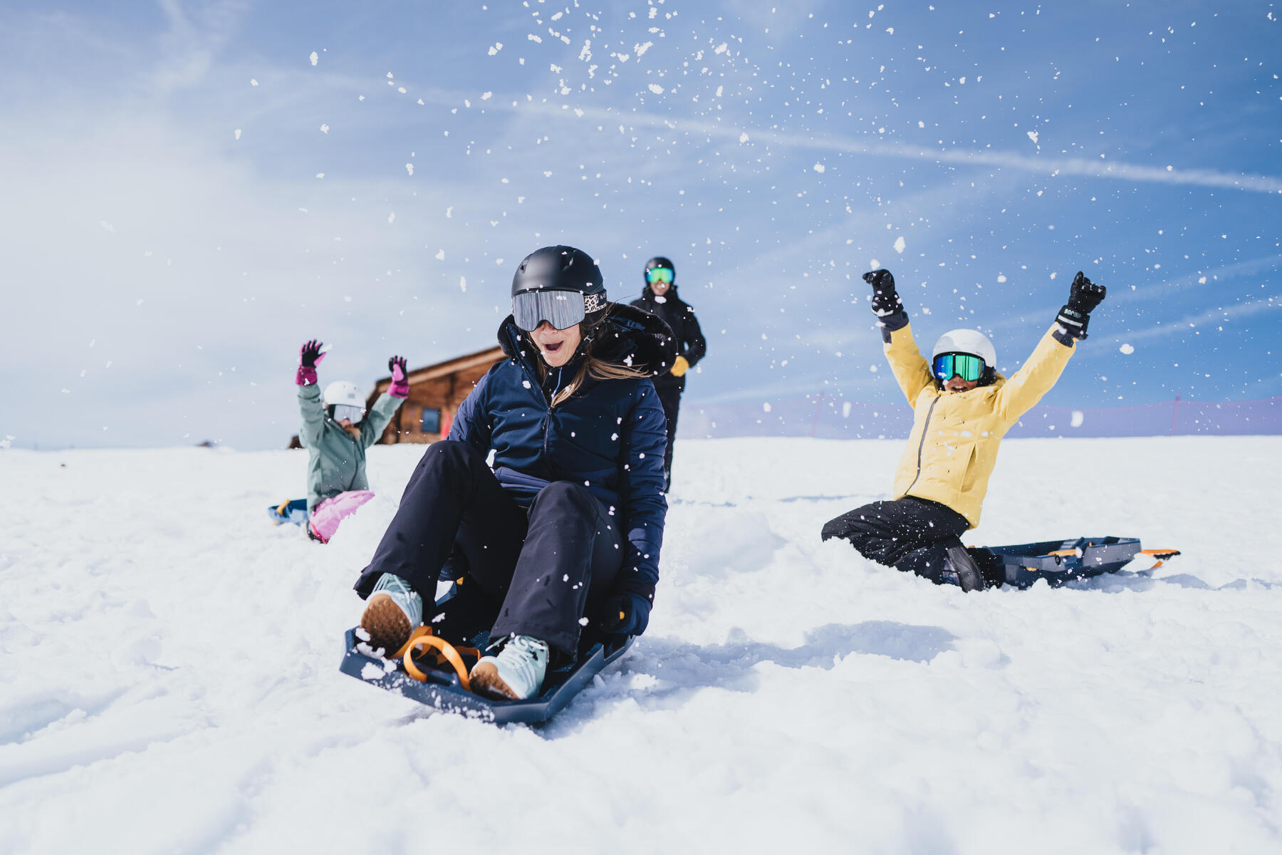 Famille en luge