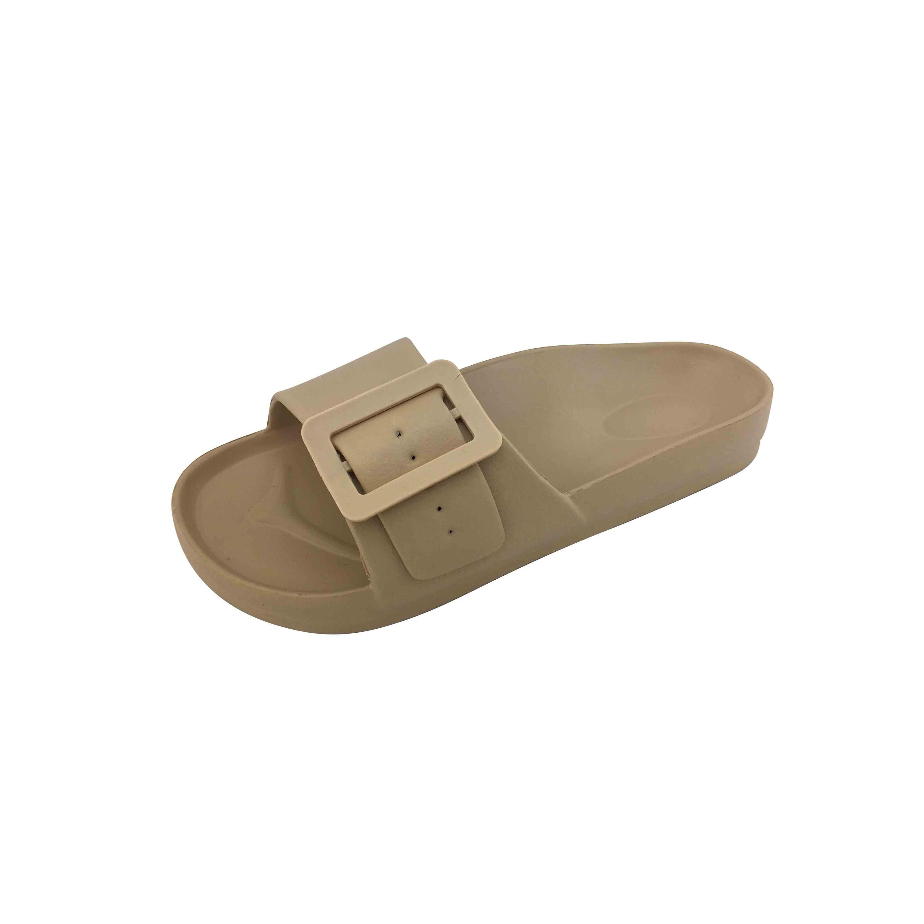 Chanclas de hebilla mujer beige 4/7