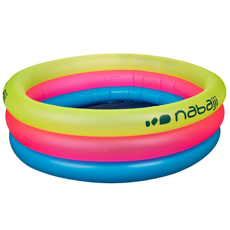 Round inflatable paddling pool with three chambers width 170 cm height