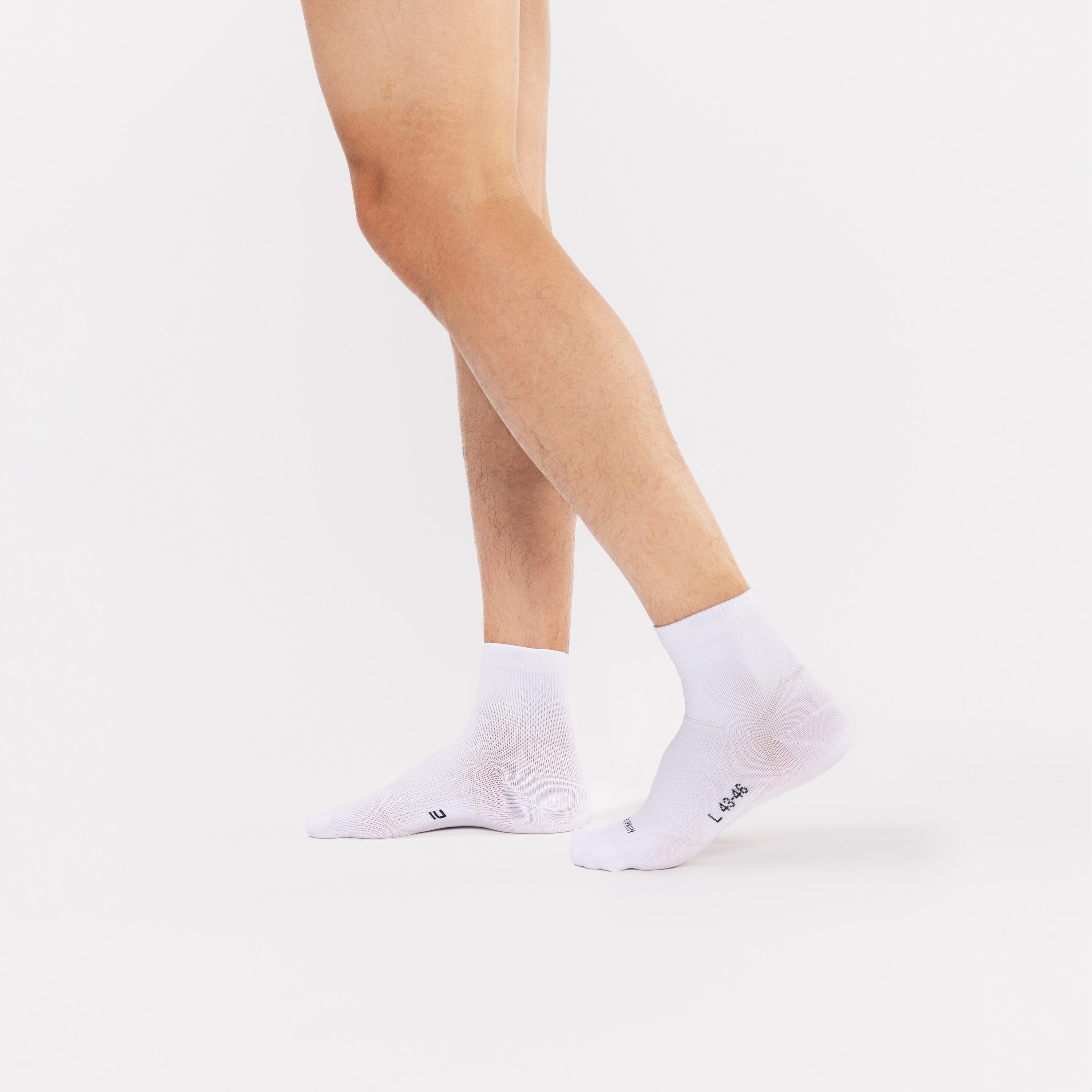 Pack 2 pares de Calcetines Running Finos Media Caña 500 - blanco 3/6