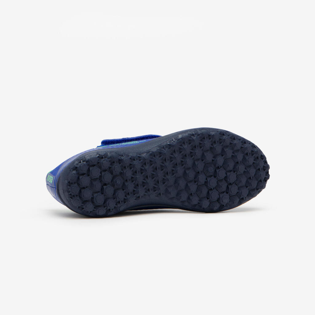 Chaussures de football enfant à scratch 160 easy turf bleu