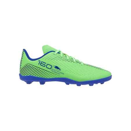 Kids' Lace-Up Football Boots 160 MG - Navy Blue/Green