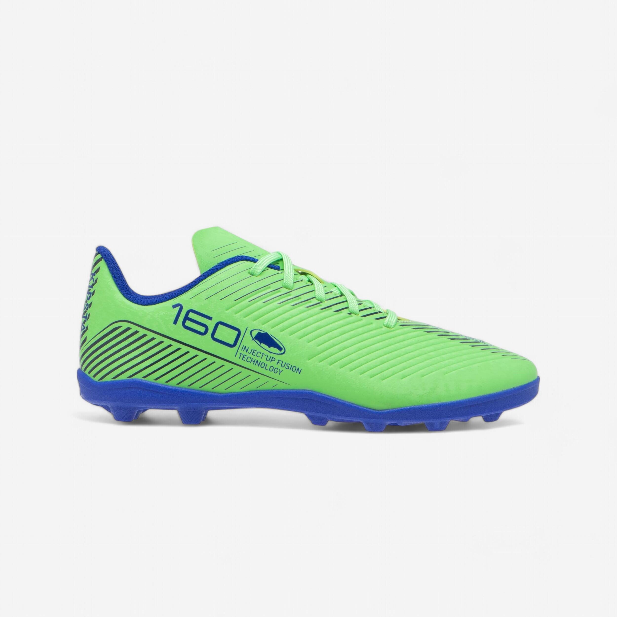 Kids' Lace-Up Football Boots 160 MG Navy Blue/Green