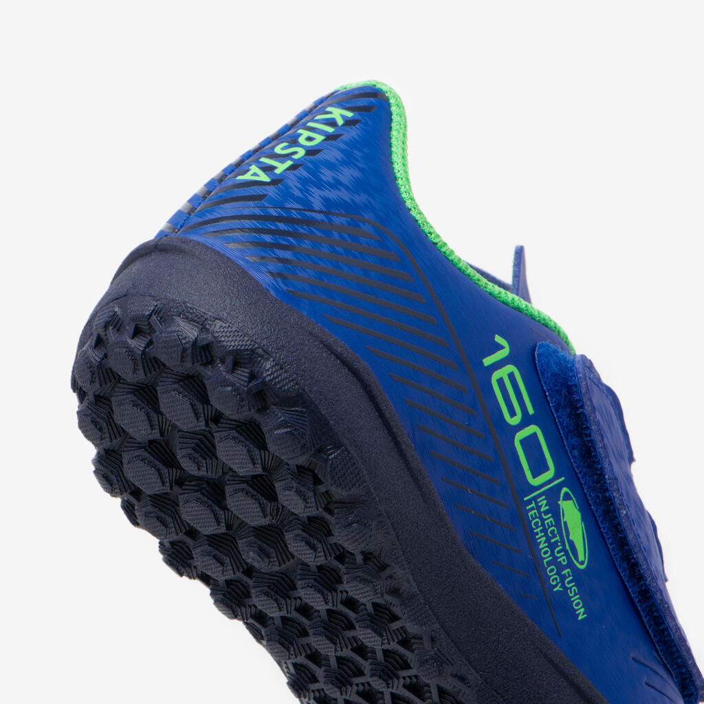 Chaussures de football enfant à scratch 160 easy turf bleu