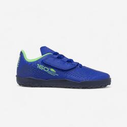 Chaussures de football enfant à scratch 160 easy turf bleu