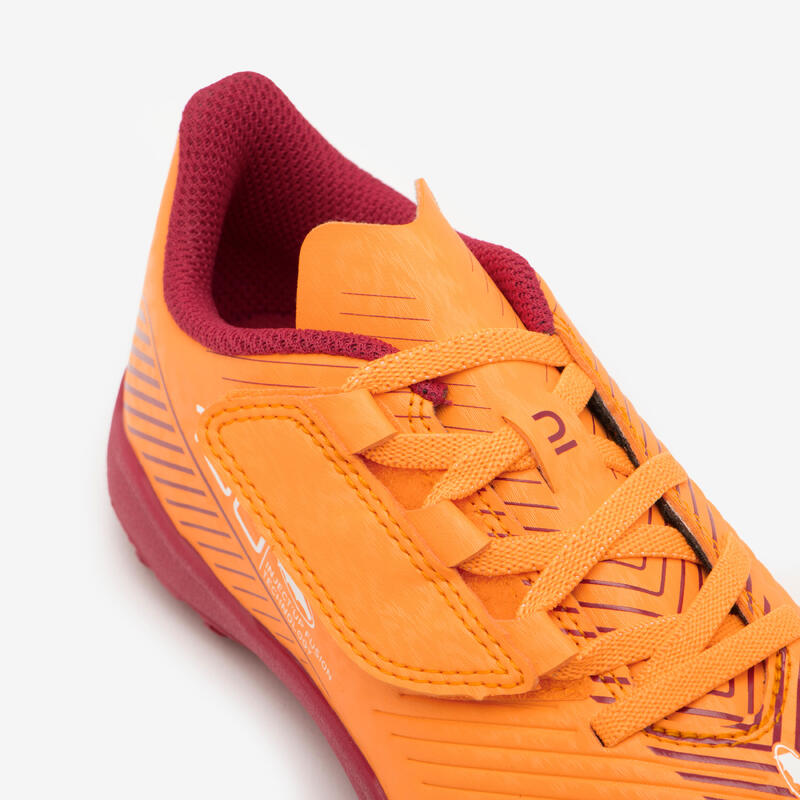 Kinder Fußball Multinockenschuhe mit Klettverschluss - 160 Easy Turf orange