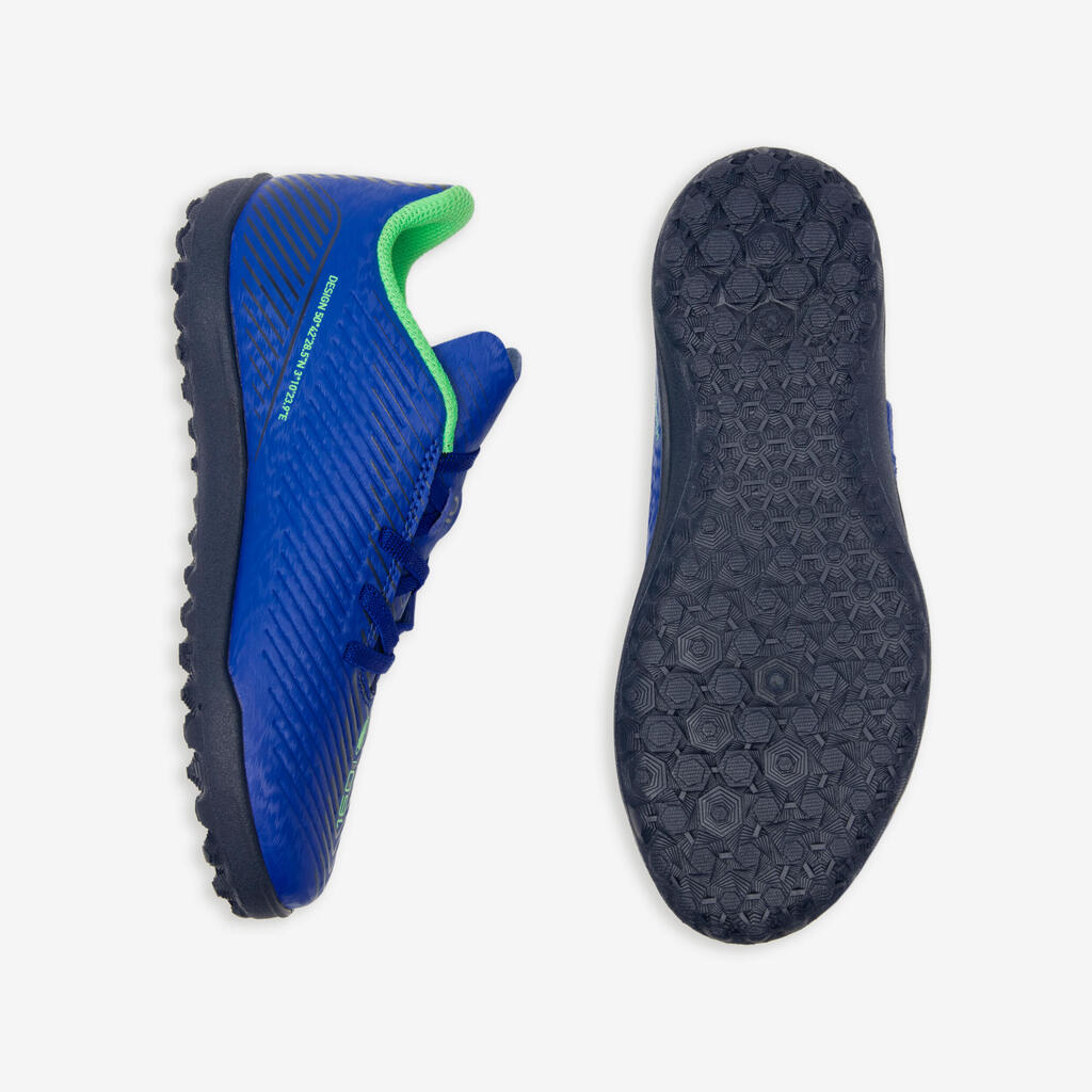 Chaussures de football enfant à scratch 160 easy turf bleu