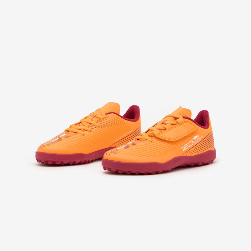 CHAUSSURES DE FOOTBALL ENFANT A SCRATCH 160 EASY TURF ORANGE