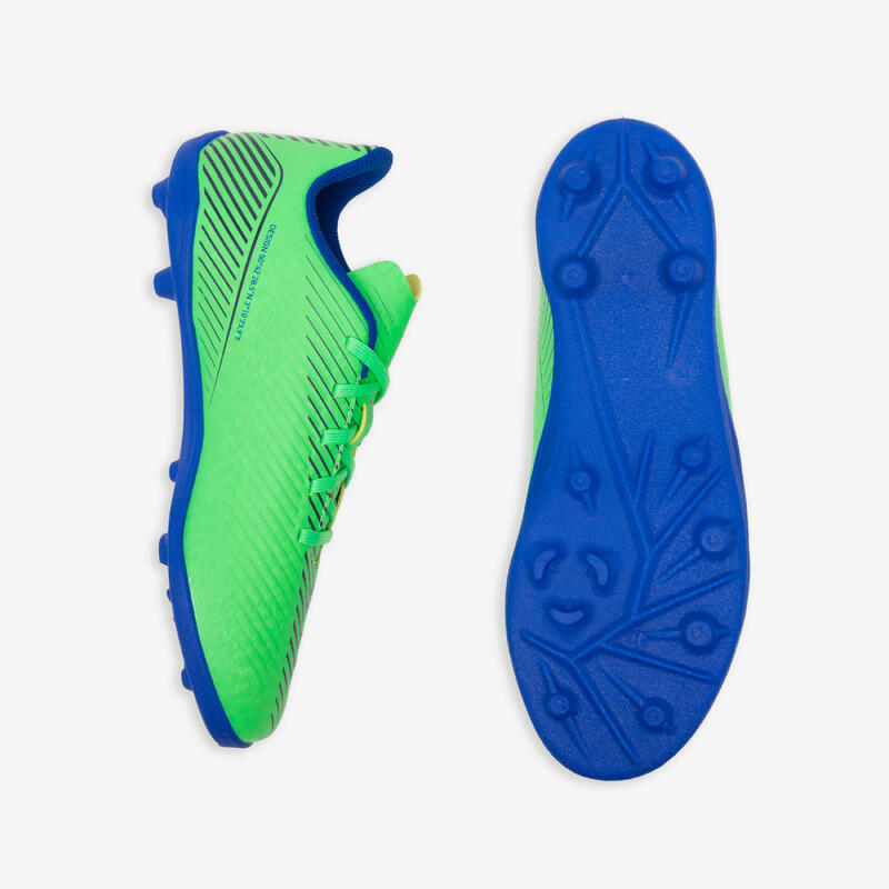 Scarpe calcio bambino 160 AG/FG con lacci blu-verde