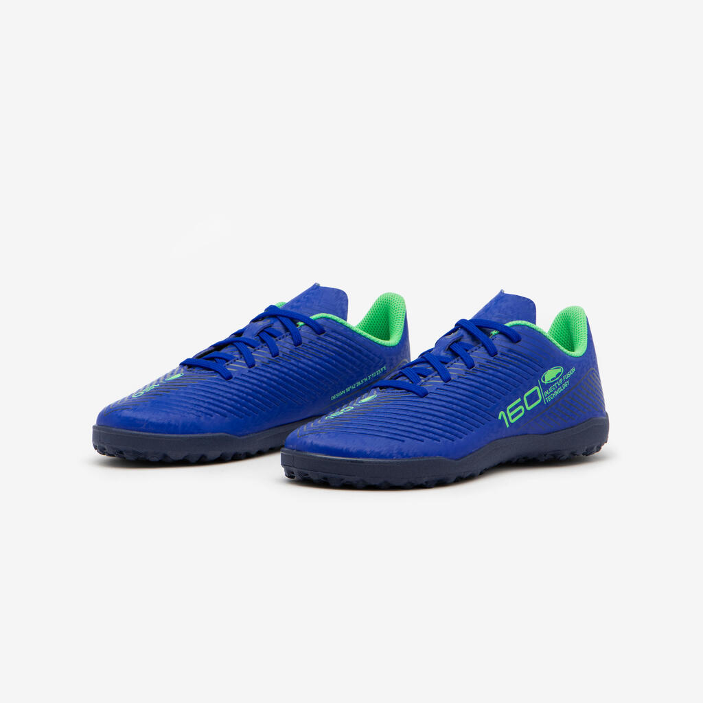 CHAUSSURES DE FOOTBALL ENFANT A LACETS 160 JR TURF .TF BLEU