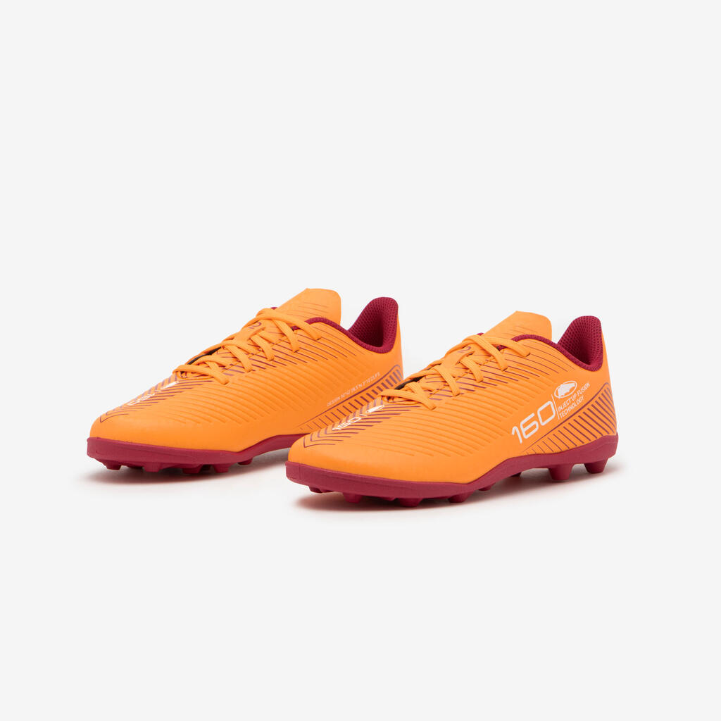 Kids' Lace-Up Football Boots 160 MG - Orange