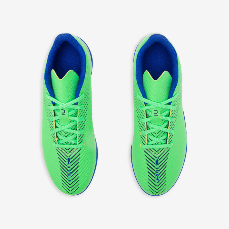 Scarpe calcio bambino 160 AG/FG con lacci blu-verde