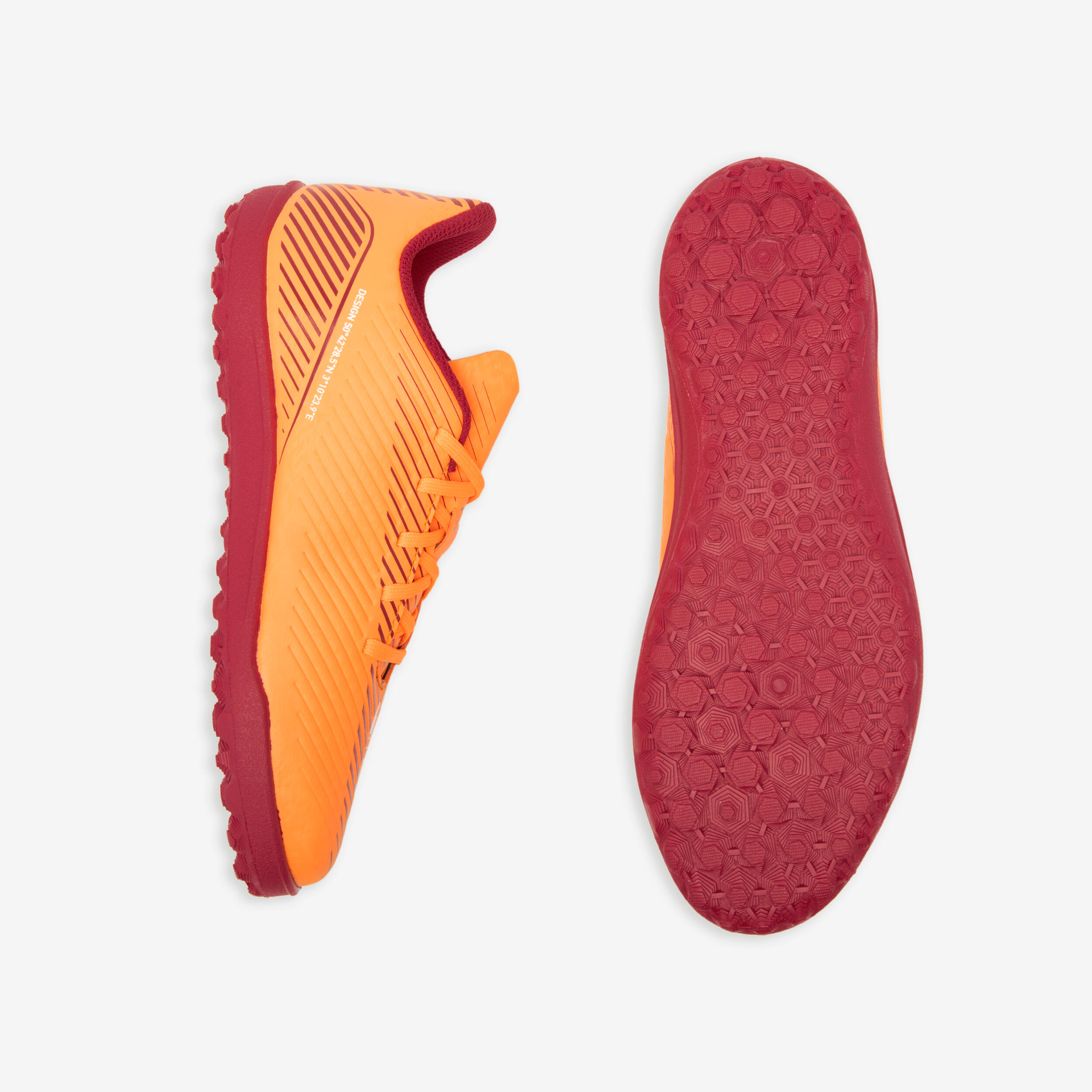 BOTAS DE FÚTBOL NIÑO CON CORDONES 160 JR TURF TF NARANJA 6/7