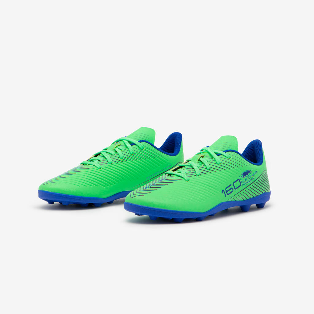 CHAUSSURES DE FOOTBALL ENFANT A LACETS 160 JR MG BLEU MARINE VERT