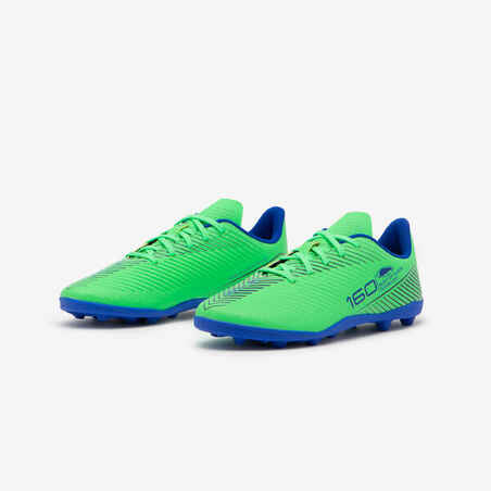 Kids' Lace-Up Football Boots 160 MG - Navy Blue/Green