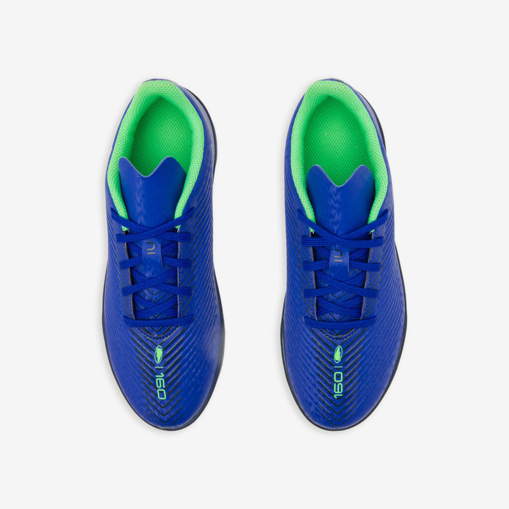 CHAUSSURES DE FOOTBALL ENFANT A LACETS 160 JR TURF .TF BLEU