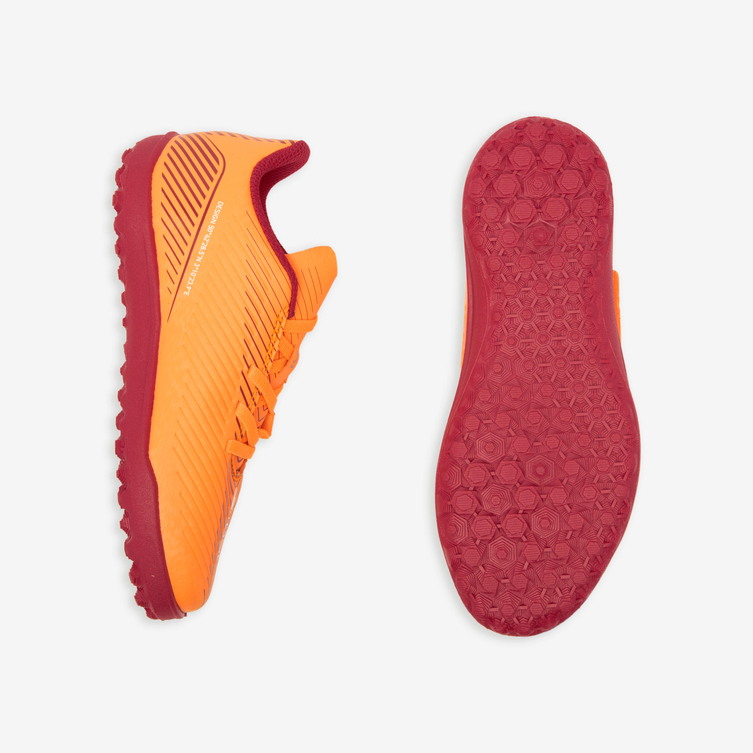 Kinder Fußball Multinockenschuhe mit Klettverschluss - 160 Easy Turf orange 6/7