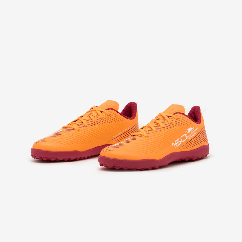 CHAUSSURES DE FOOTBALL ENFANT A LACETS 160 JR TURF .TF ORANGE