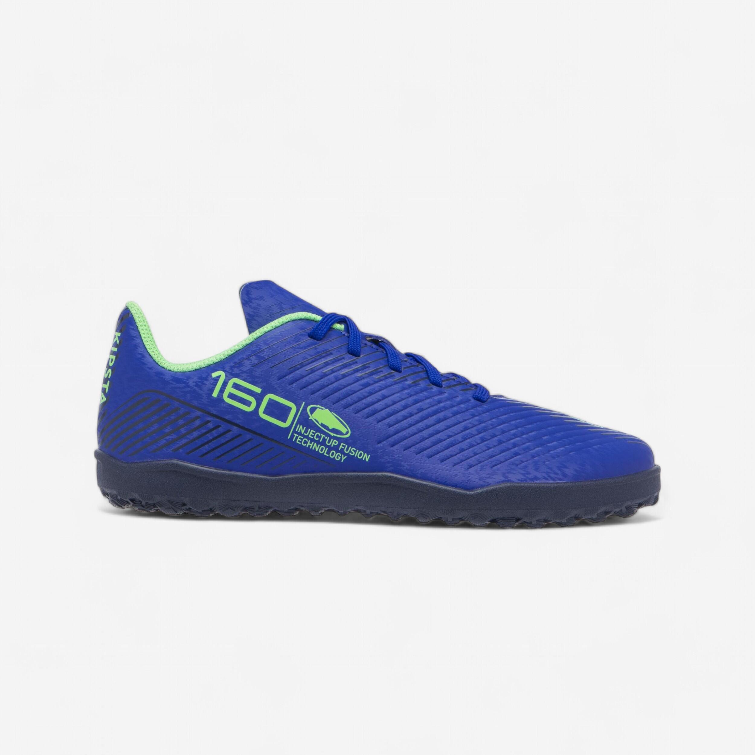 CHAUSSURES DE FOOTBALL ENFANT A LACETS 160 JR TURF .TF BLEU KIPSTA Decathlon