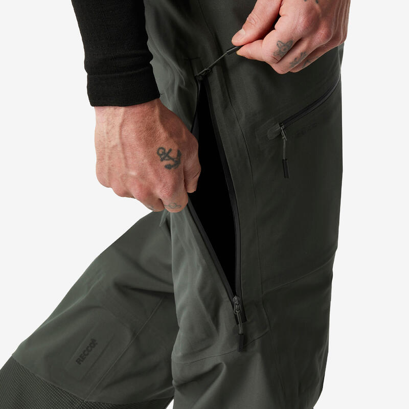 Pantalon de ski chaud et imperméable homme, FR500 kaki