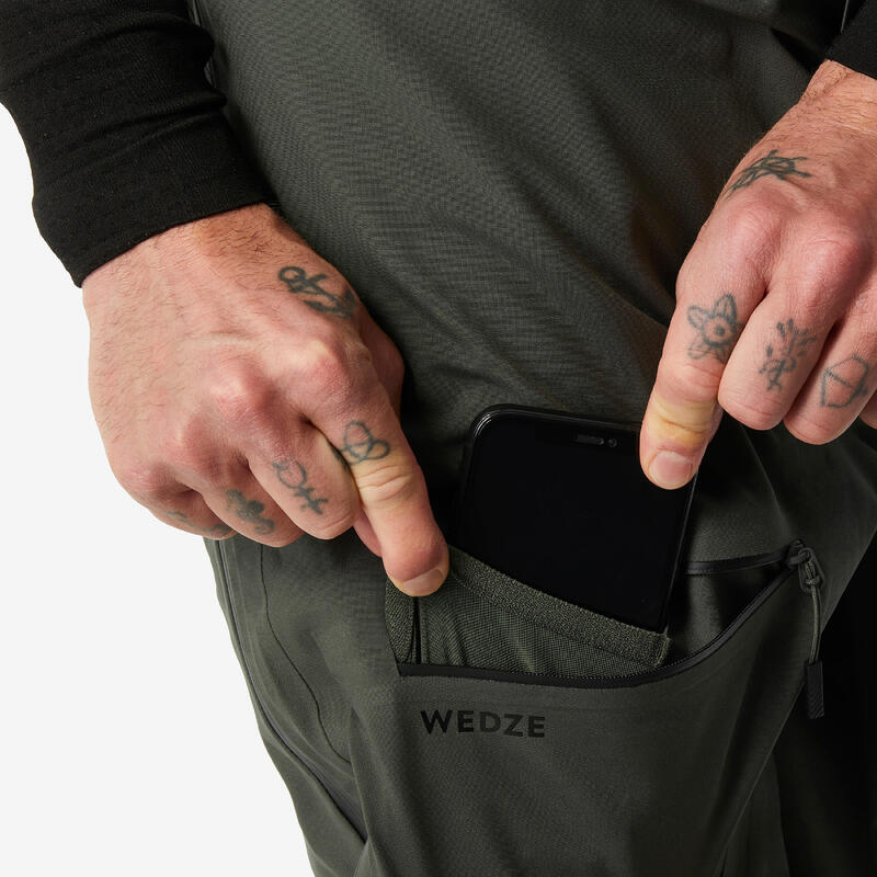 Pantalon călduros și impermeabil schi FR500 Kaki Bărbați